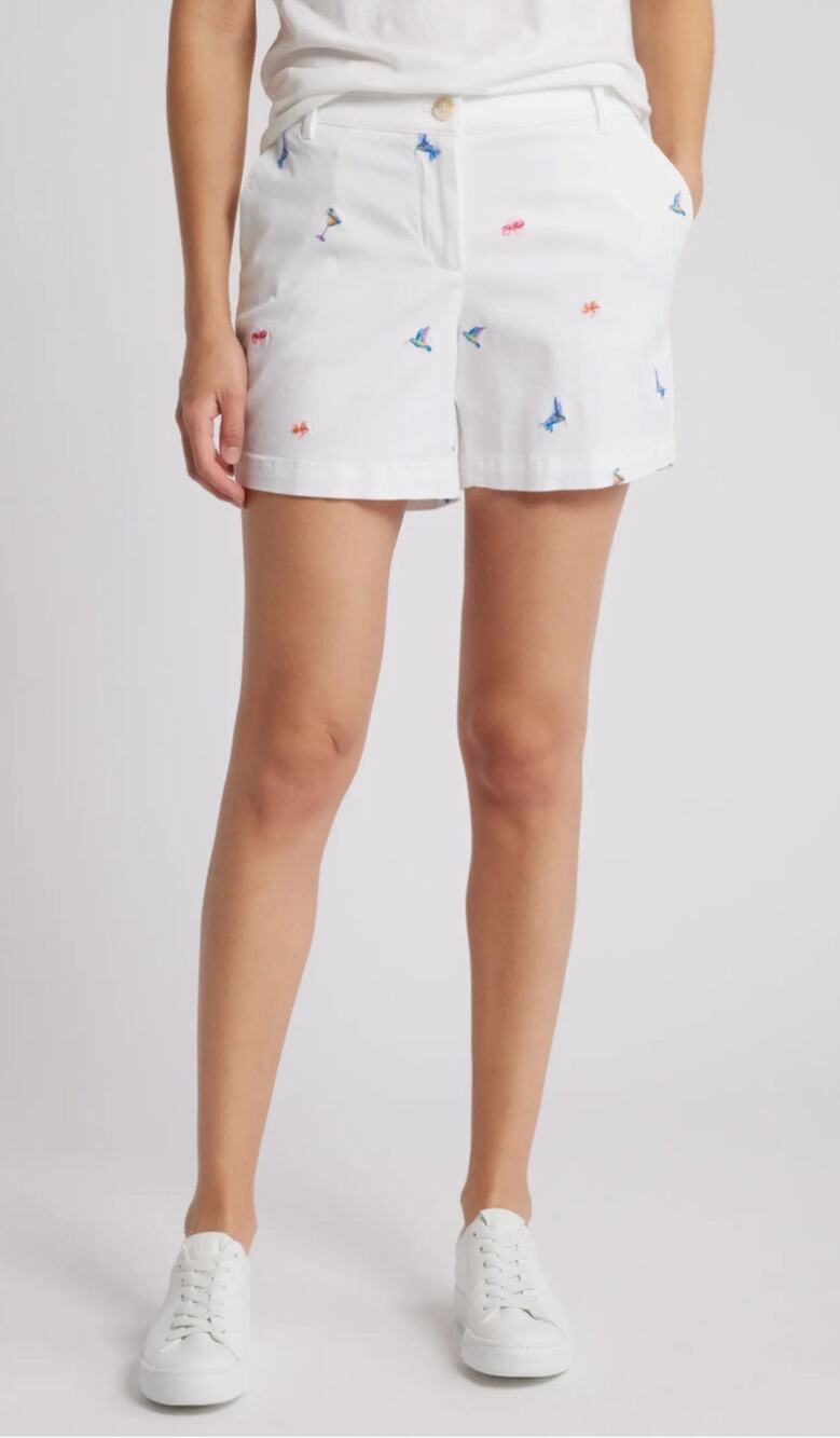Tommy Bahama Seaside Boracay Embroidered Detail Stretch Cotton Blend Shorts